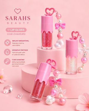Lip glosa Sarahs Beauty com chaveiro